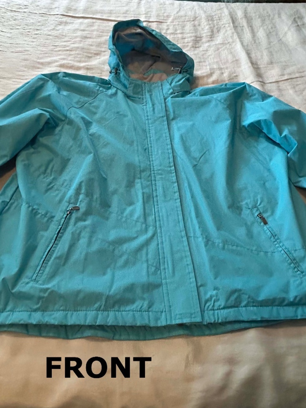 JACKET, LINED, AQUA, SIZE 2X, WATER REPELLENT, 2 FRONT POCKETS, FRONT ZIPPER, 1